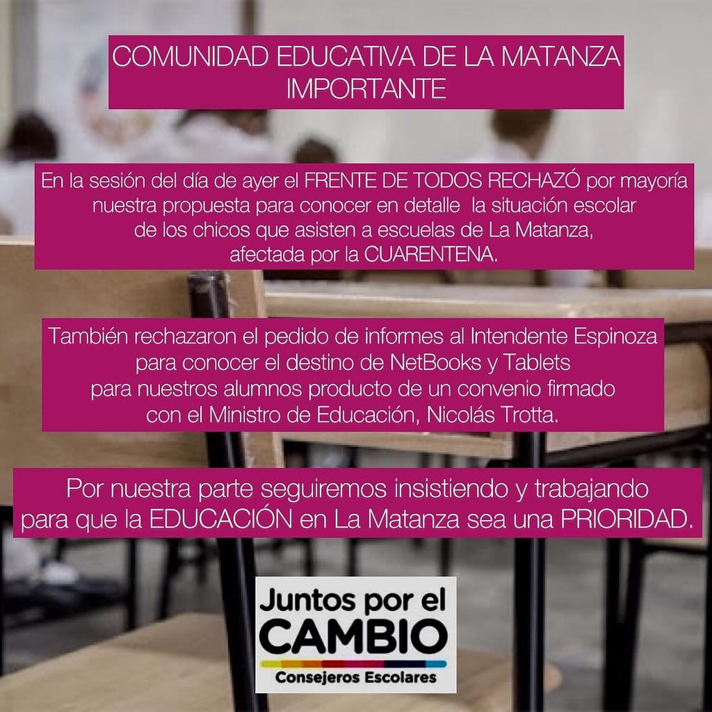 ✔Comunicado de lo que sucedió ayer en la Sesión del Consejo Escolar de La Matanza.