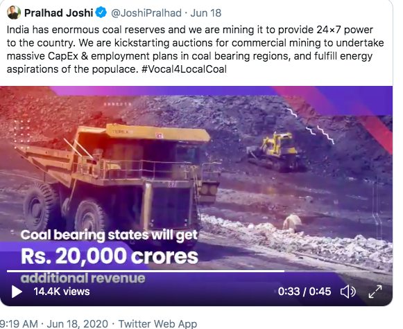 When Indian Prime Minister & Coal Minister announced commercial coal mining, they bragged that coal auctions will create 2.8 lakh jobs & Rs 20k cr revenue for states. So, I filed an RTI with Coal Ministry asking the basis of these claims. Result: Coal Ministry has NO idea (1/n)