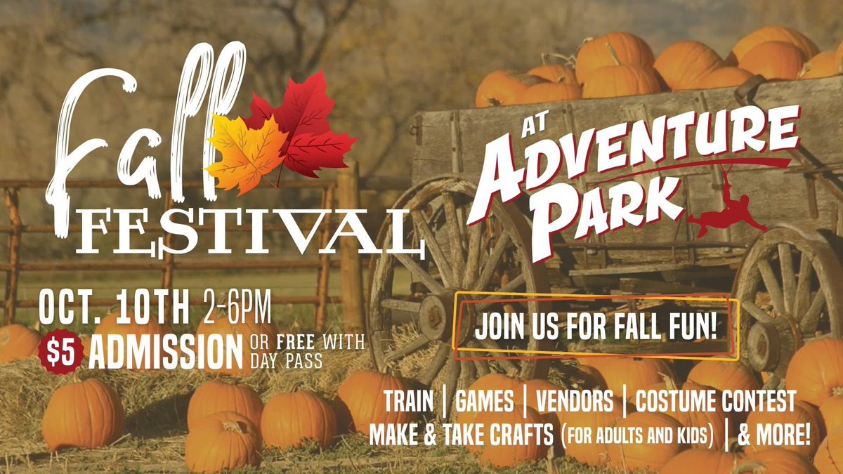 AdventureParkLb's tweet photo. Get ready for fresh air and Fall fun this Saturday. https://t.co/Dj2HLwZ5Jp