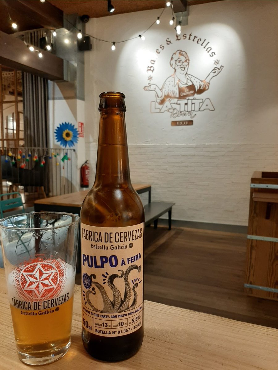 ¡Ya puedes probar en @latitariveravigo la nueva cerveza de #LaFabricadeCervezas: La de Pulpo a Feira! ¡Tan gallega como nosotros!

#CervezadePulpo #pulpoafeira #Cervezaartesana #EstrellaGalicia