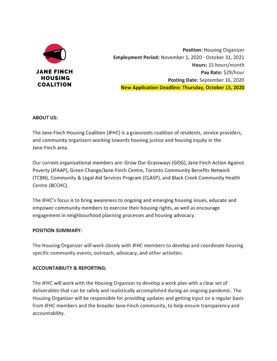 janefinchhousi1's tweet photo. NEW DEADLINE: We're extending the deadline to apply to our Housing Organizer position to Thursday, Oct. 15th at 11:59PM. https://t.co/VYD1iqJqm1