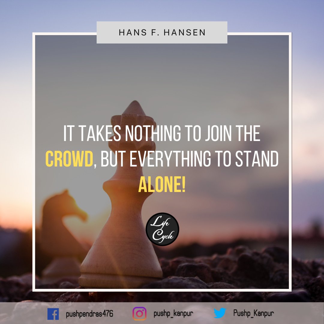 JobsTab_C's tweet photo. Creating your OWN IDENTITY is always challenging...
#lifecycle #crowd #alonequotes #ownidentity #challenging #inspirationalquotes #motivationalquotes #hansfhansen https://t.co/wgDy5H9SPc