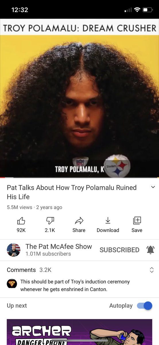 RatermanJ's tweet photo. #ONEOFMCAFEESMILLION. The Polamalu story is LEGENDARY.  @PatMcAfeeShow https://t.co/WYht3QeMxc