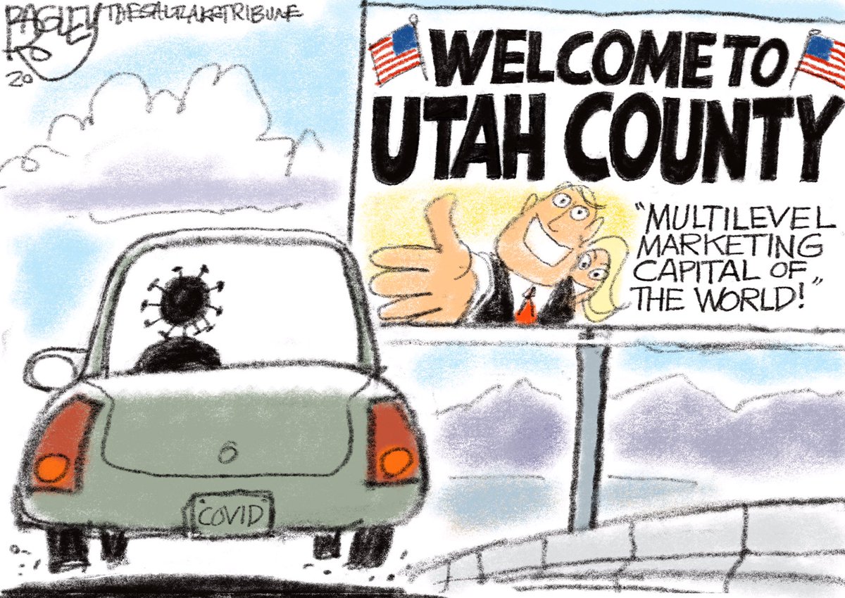 Utah RWers have embraced Trump’s no-mask bravado and married it to their second-favorite religion: greed. Predictably, Utah is now one of the world’s COVID hot spots 6/