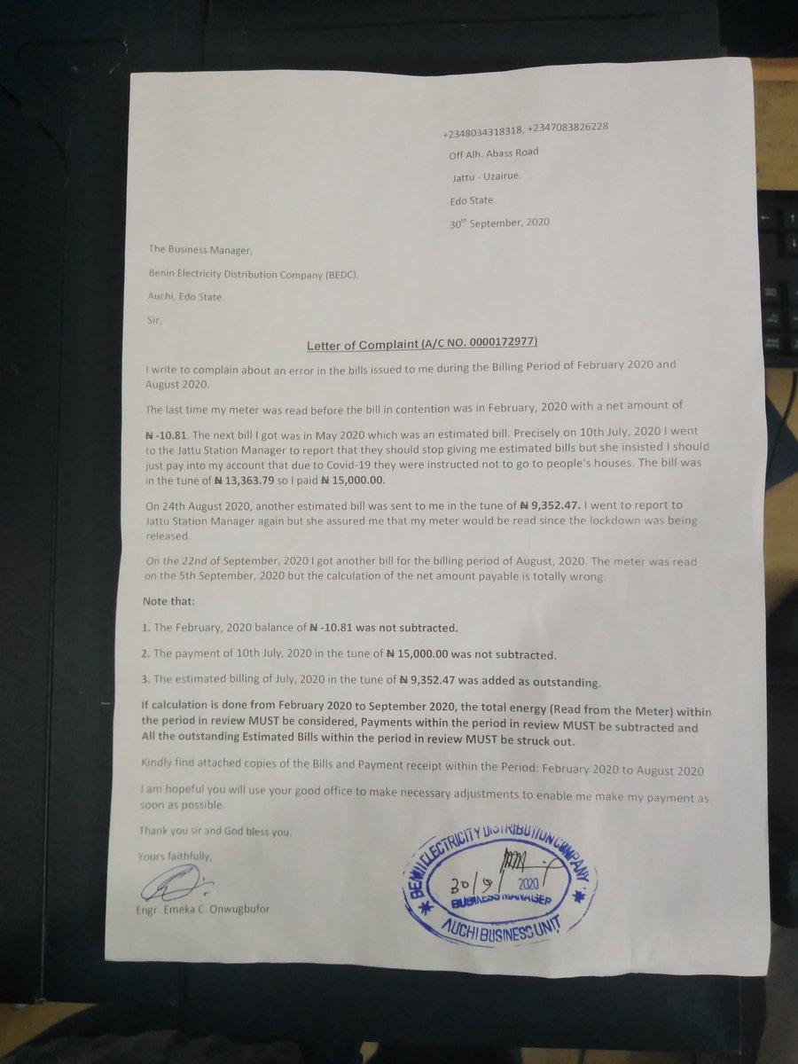 Engr Redox (@engrredox) on Twitter photo <a href="/NERCNG/">NERC Nigeria</a>, I've written them already but they are disturbing my the job I'm doing to pay my bills. What are they doing that they can't even calculate common bills. They are bent on exploiting me every time <a href="/NERCNG/">NERC Nigeria</a>, I've written them already but they are disturbing my the job I'm doing to pay my bills. What are they doing that they can't even calculate common bills. They are bent on exploiting me every time