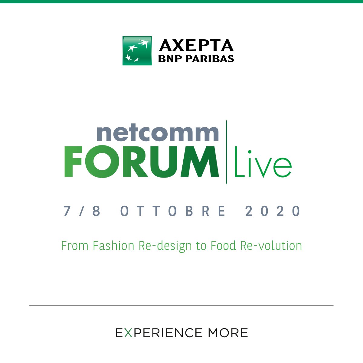 BNL_PR's tweet photo. #Axepta #BNPParibas è partner di #NetcommForum #Retail (#7/#8ottobre). Oggi abbiamo approfondito l’omnicanalità nei pagamenti per il mondo del #Fashion. Domani h12.30 nel workshop “NewNormal, NewExperience” presenteremo soluzioni di pagamento innovative pHey! e ClicPay by Axepta https://t.co/T1w8dESOq0