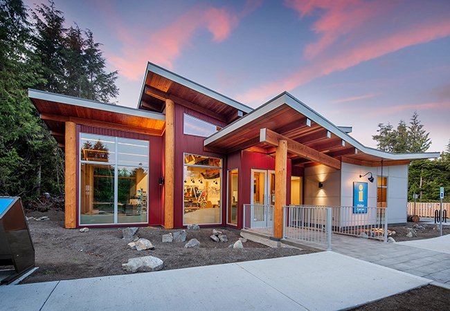 VIREB's tweet photo. Congratulations to @tourism_tofino for winning big at #VIREB's #2020CommercialBuildingAwards, picking up the Judges' Choice Award AND an Award of Excellence - Institutional! Congrats as well to contractor MKM Projects. Well-done! π #2020CBAs #Tofino https://t.co/VXel2tpGgX