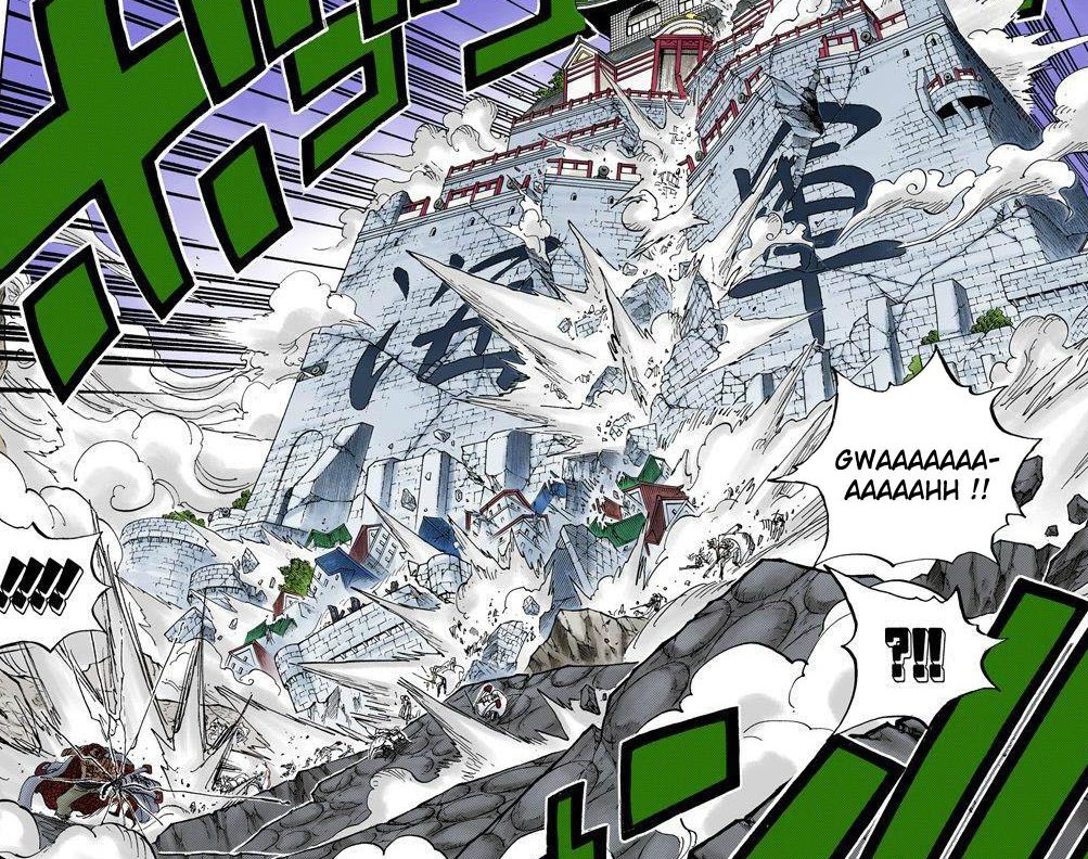 Barbe Blanche lui a infligé son plus gros coup de marineford qui détruit quasi marineford et une crevasse mais pourtant Akainu ressort juste avec quelques saignement et tellement déterminé a tuer Luffy qui le pourchasse ! Incroyable