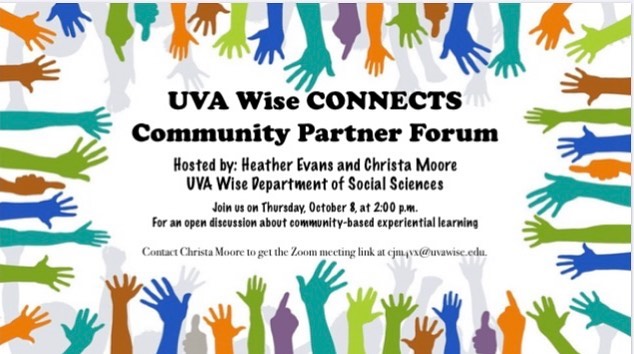 App_CAA's tweet photo. AppCAA is excited to participate in tomorrow’s virtual UVA Wise Connects Community Partner Forum at 2 pm. The UVA Wise Department of Social Sciences is one of our partners. Contact Christa Moore for the zoom meeting link at cjm4vx@uvawise.edu #AppCAACares #CommunityPartnerFormer https://t.co/BaK7nBA0pw