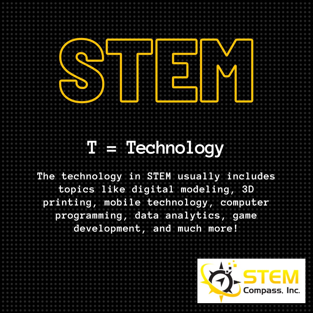STEMCompassInc's tweet photo. Technology is in everything we do these days, but what kind of technology doe we focus on in the STEM program? Here's your answer.
#STEM #education #learning #technology #gamedesign #3DPrinting #computerprogramming #nonprofit https://t.co/8wGrxGsS8H