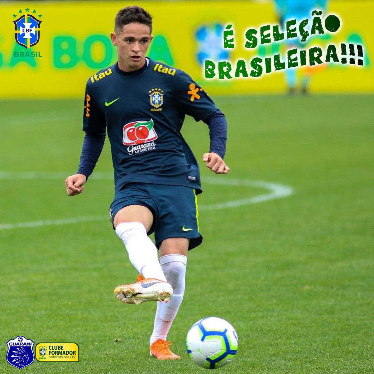🇧🇷 É seleção 🇧🇷
Parabenizamos o atleta Khellven (Athletico/PR) por mais uma convocação para a seleção brasileira de futebol sub-20.
Khellven é mais um dos talentos que passaram pela base do Guarani de Palhoça!
Sucesso <a href="/khellven/">Khellven</a>