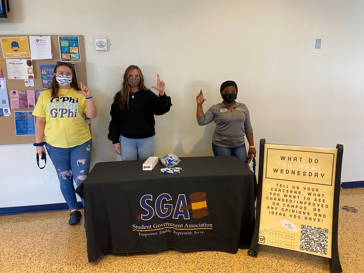 tamuc_sga's tweet photo. Come by TODAY in the RSC from 12-1! Be heard, voice your concerns, and pick up a free SGA giveaway! #tamucsga https://t.co/LUPwYx14Fs