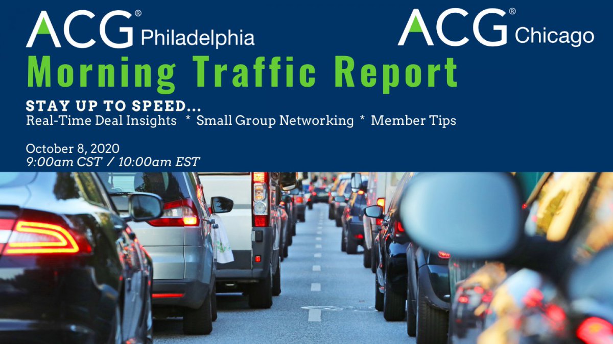 #StayUptoSpeed: ACG Philadelphia and ACG Chicago are teaming up to offer a power hour of #content and #networking at the October 8th 'Morning Traffic Report' on M&A Transaction Updates & Observations. acg.org/philadelphia/e…