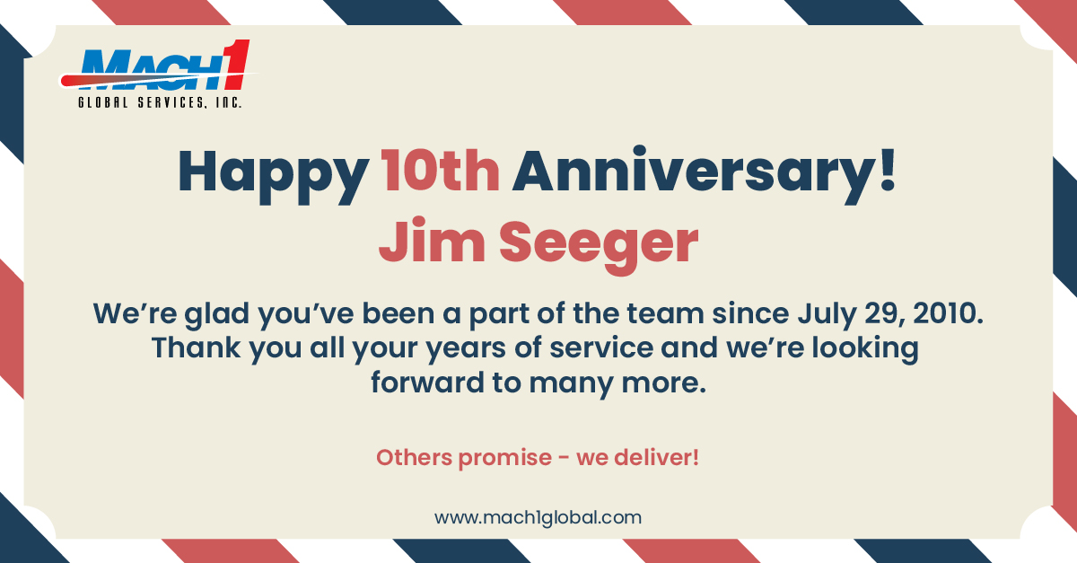 Mach1Global's tweet photo. Congrats on the milestone Jim, 10 years strong! #otherspromisewedeliver https://t.co/3FOQuQeGX7