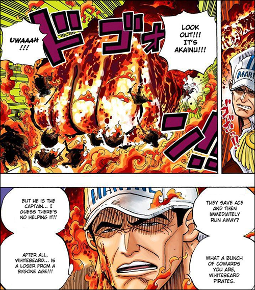 Il met clairement a l'amende l'équipage de le plus puissant de l'histoire , le mec c'est carrément le terminator de One Piece ! Il faut arrêter de sous-estimer Akainu il est le mvp de Marineford !