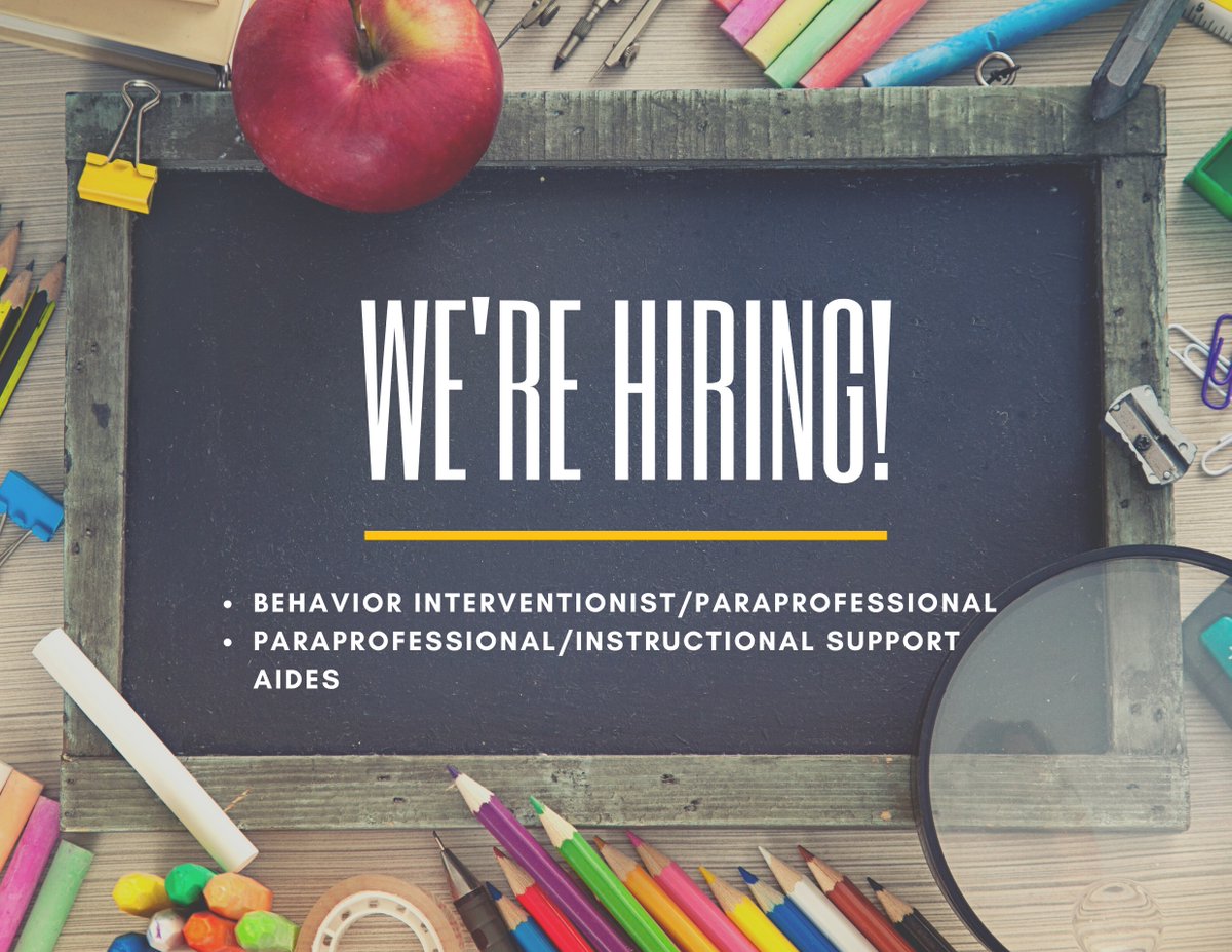 We are hiring paraprofessionals! We need a behavior interventionist paraprofessional and instructional support aides to join our team. 

Apply today at monett.tedk12.com/hire/Index.aspx