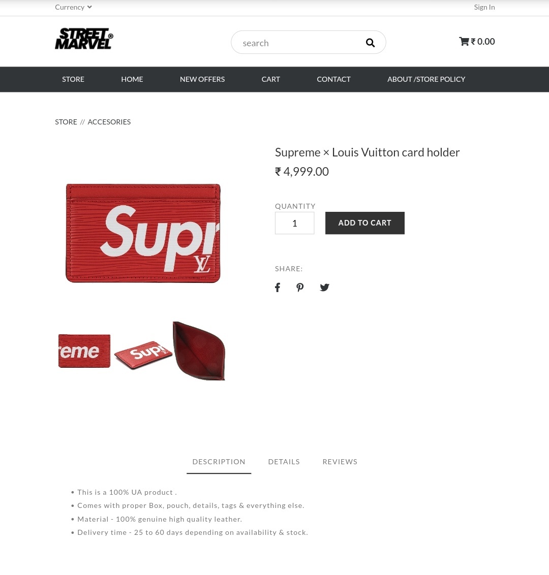 Streetmarvel1's tweet photo. Supreme x LV card holder. Now available at Streetmarvel. India's only UA marketplace.โคต๏ธ
https://t.co/UT7Ihilpiy
#supreme #sneakersindia #ecommerce #startupindia #startup #amazon.in #supremeindia #MyntraPredictGame #myntra #shopping https://t.co/oqxlJaL9xU