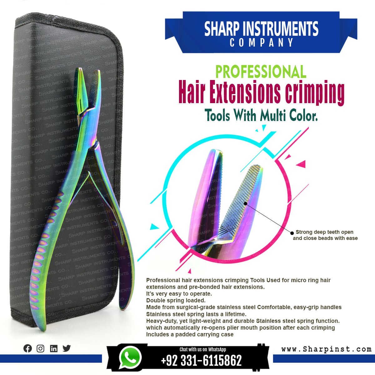 SharpCompany's tweet image. Professional Hair Extensions crimping Tools With Multi Color.
#sharpinst #sharpinstrumentscomapny #hybridweft #hybridextensions  #hairextensionmagazine #handtiedextensions 
#sharpinst #Dreamcatchershairextensions #Dreamcatchershair #Hair #Extensions #Hairstylist