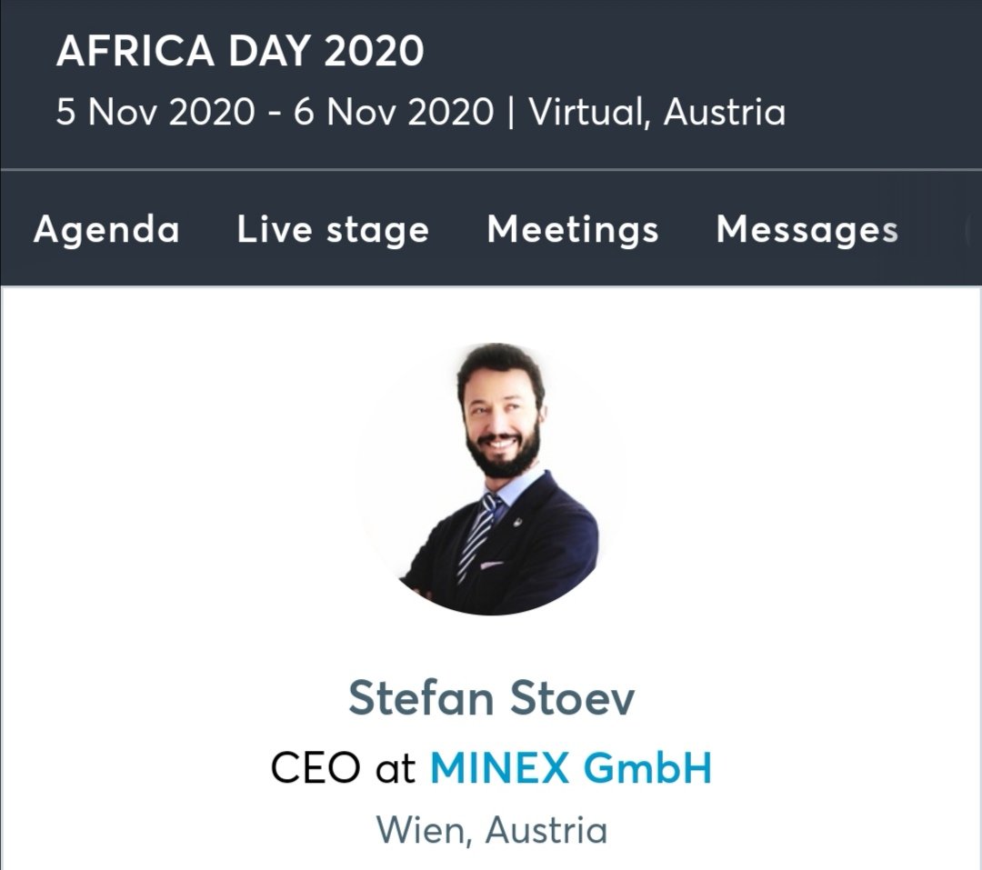 #minex CEO Dr. Stefan Stoev will participate in the #africaday2020 Summit #mining, #sustainability, #SustainableDevelopment #mininginvestment, #communitydevelopment, #ERMA