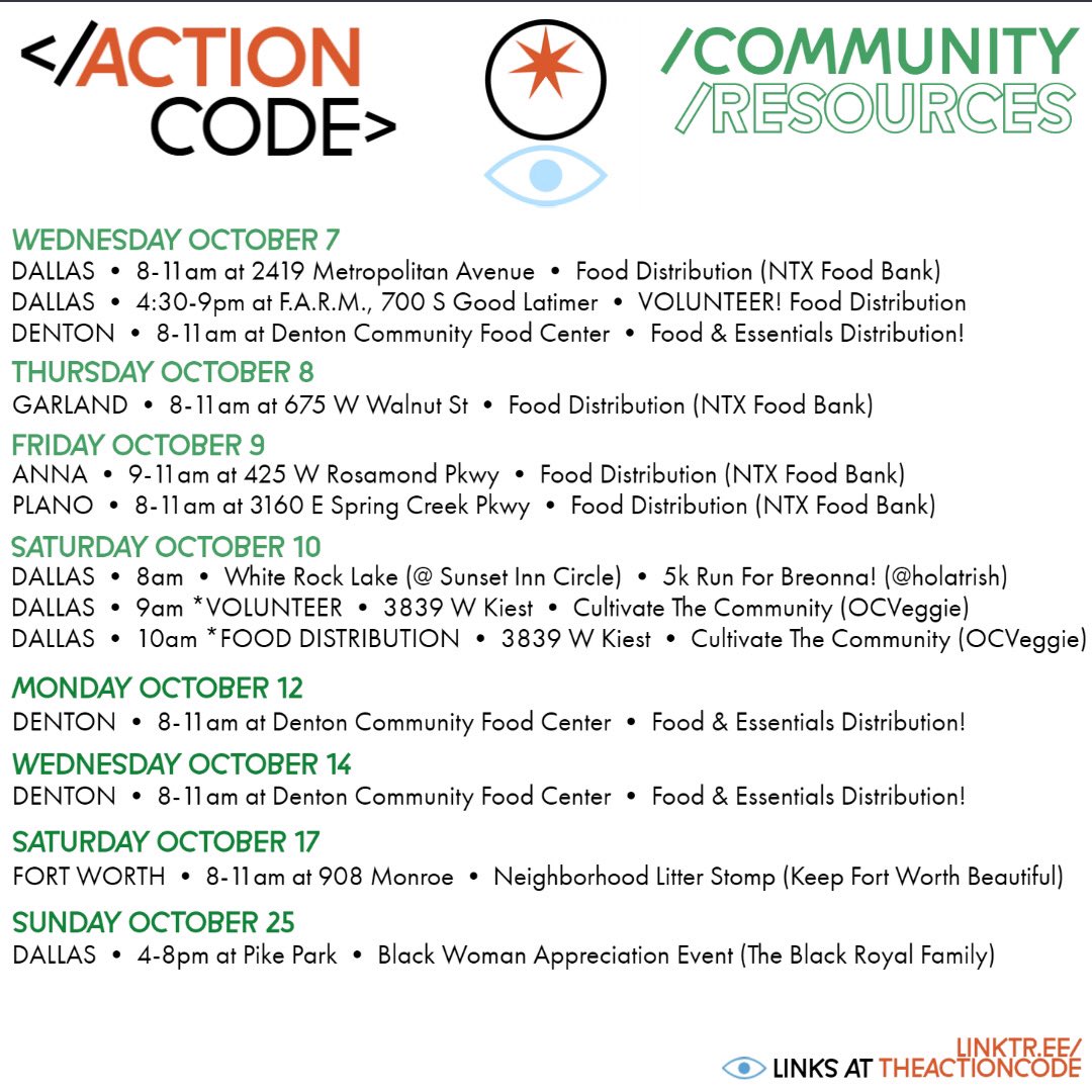 theactioncode's tweet image. DFW Actions, updated 10/7

Follow organizers. Protest is fluid.