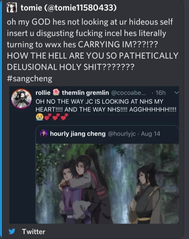 These ships are as most mdzs ships, not canon. And as people who know me and how I support any ship there is and that people should do as they like with fictional characters there are a few things I do not approveI do not approve of bullying and harassment.