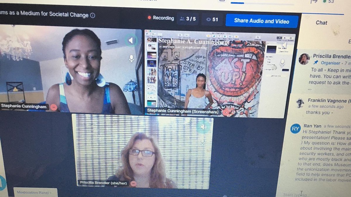 Many thanks to Stephanie of <a href="/museumhue/">Museum Hue</a> for kicking off Week 3 of #ghhnvcon20 with her fantastic presentation on Museums as a Medium for Societal Change! #theghhn #ghhnat40 #culturallyresponsivemuseums