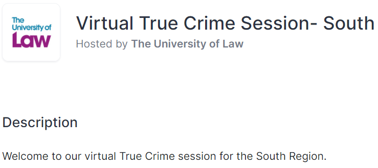 Today I helped the <a href="/UniversityofLaw/">The University of Law</a> #Bristol team with their #virtual #TrueCrime session. We discussed:
• Gypsy Rose
• The Bridgewater Four
• Charles Ponzi
Great to see everyone interacting and exchanging ideas 👏

#ulaw #liveprospectus #ulawbristol #studentambassador #ulawmsa