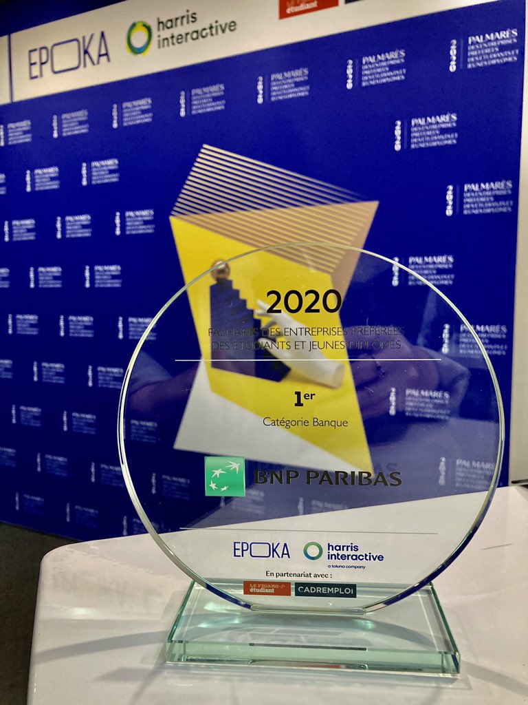 Et l’entreprise préférée des jeunes #etudiants #diplômés dans la catégorie #Banque est…<a href="/bnpp_recrut/">BNP Paribas Recrute</a> 1er 👍#EntreprisesPréférées202O et aussi 7ème au général ☺️! Merci pour votre #confiance +3 places par rapport en l’an dernier @epoka_agency <a href="/Figaro_Etudiant/">Le Figaro Étudiant</a>