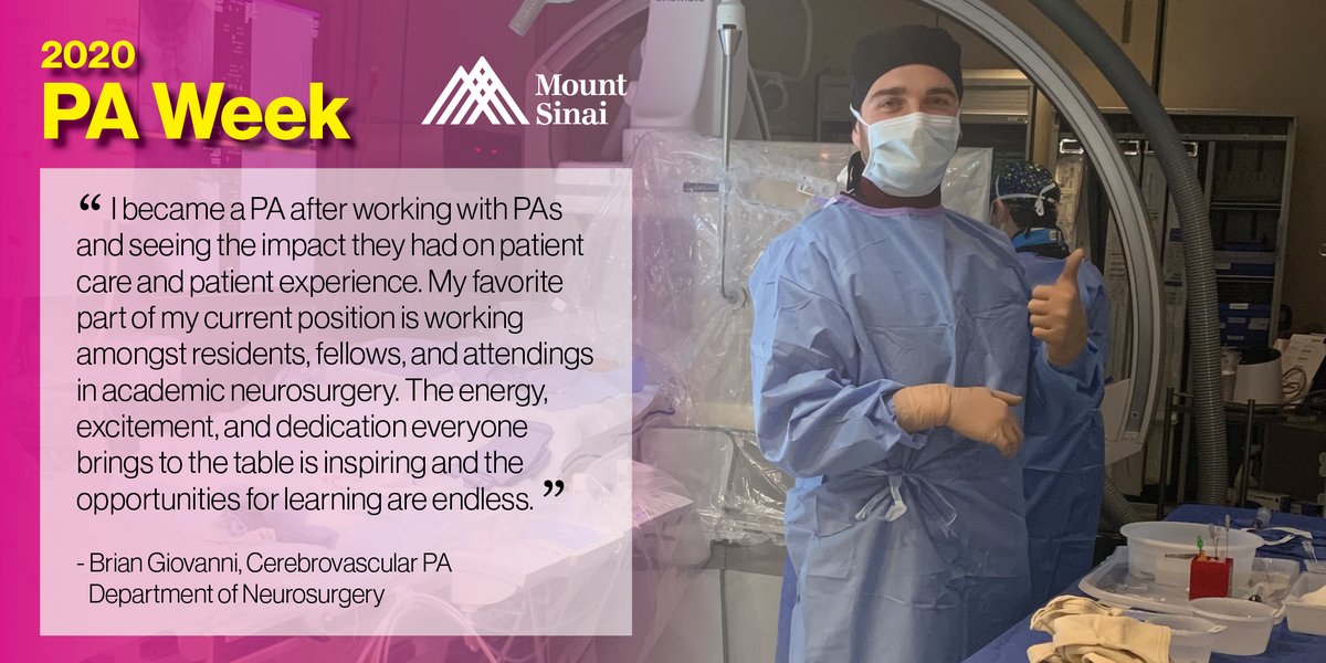 #PAWEEK SPOTLIGHT🌟👨‍⚕️Brian Giovanni is a @MountSinaiCVC PA, working closely with @johannatfifi on #stroke calls, improving the proficiency of diagnostic angiograms, and just being an overall amazing member of our team. Thanks for all your hard work, Brian! @AAPAorg @MountSinaiNYC