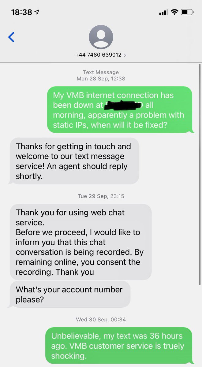 SeanBreddy's tweet image. If you’re planning on using @vmbusinesshelp text message system, I wouldn’t bother, it’s completely pointless. 36 hours for first reply, 48 hours for the second, usefully at 2:47 am. Total contempt for customers. #VirginMedia