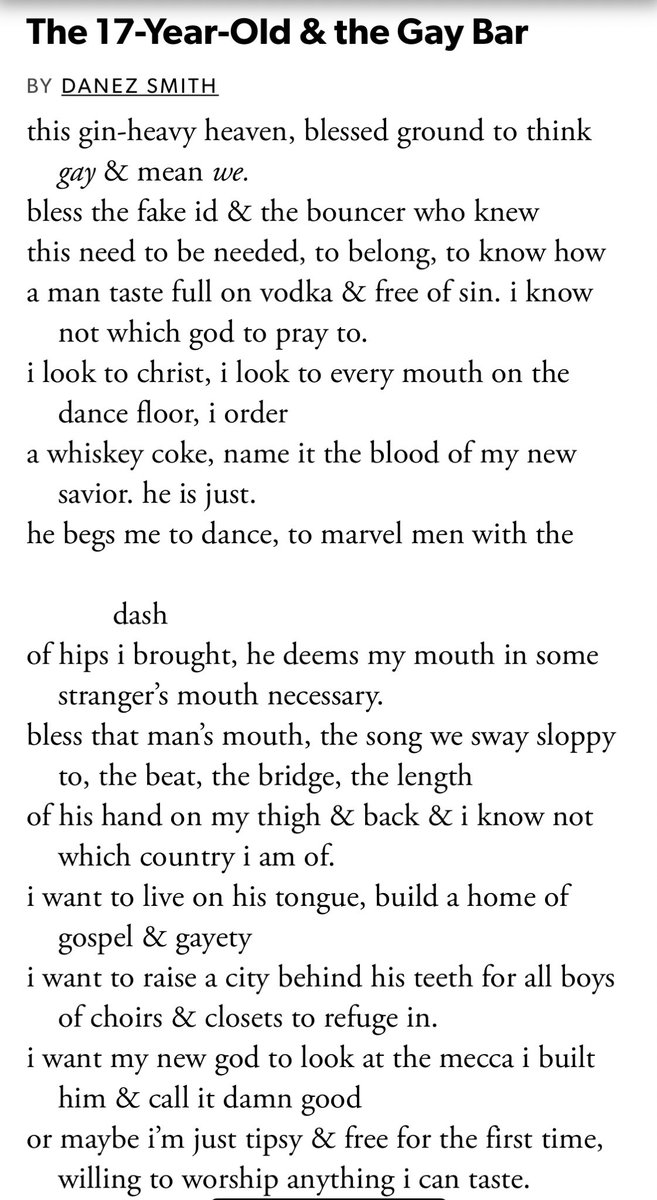biddle_devon's tweet photo. Completing a micro-teach tomorrow on this poem by Danez Smith... Iโm not sure what I want to focus on but I think Iโve found my new favourite poet? ๐๐ฅบ Any recommendations for queer poetry is always welcomed. #PGCE #microteach #pgcechat https://t.co/QCUeW6UQV9