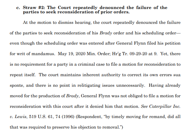 Straw #2, which is also confusingly subsection (c), alleges that Judge Sullivan shouldn't have asked them to seek reconsideration. It's not clear to me why that was wrong, in light of Powell consistently arguing that his rulings were mistaken.