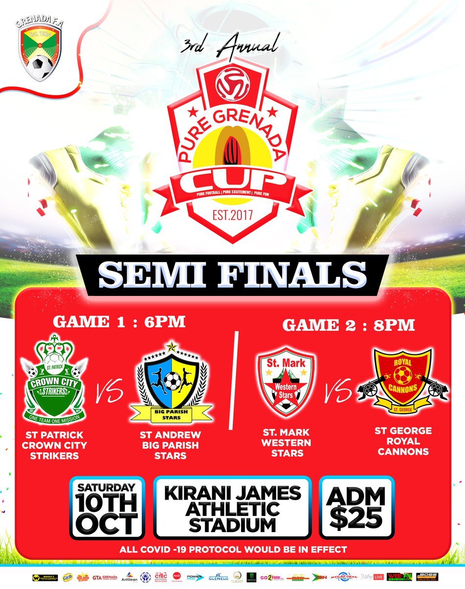 MegaforcePromo's tweet image. This Saturday, 10th October, come witness a clash of the giants - Pure Grenada Cup #Parishleaguefootball