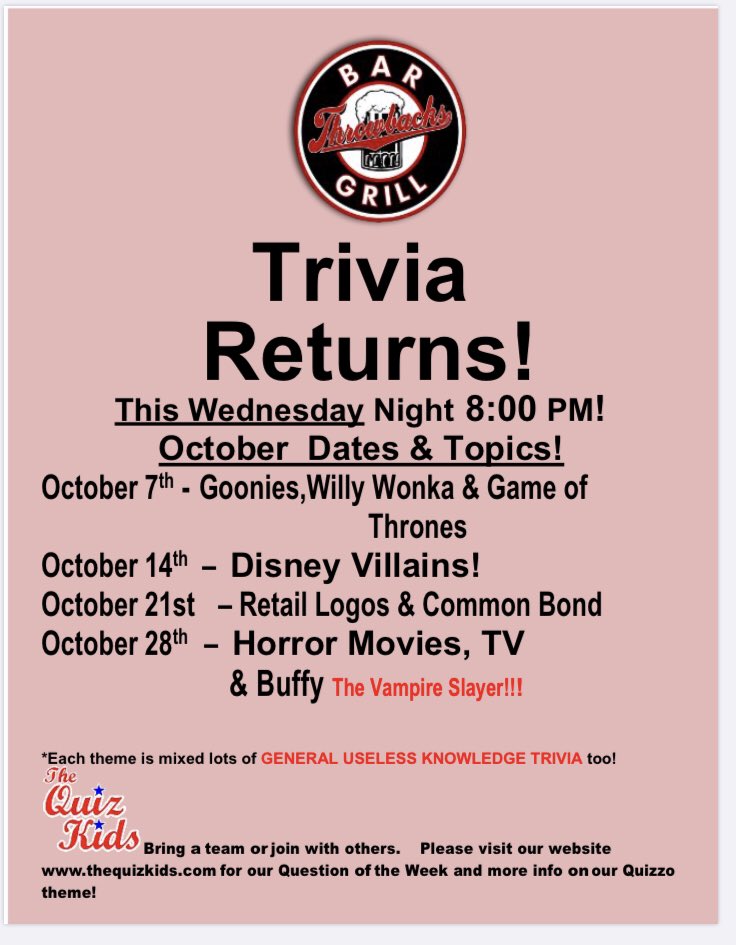 The Quiz Kids On Twitter New Time 8pm Wednesday Goonies Willy Wonka Got And General Knowledge Trivia Tonight Great Prizes Food Fun Other Stuff Throwbacksnj Pubtrivia Quizzo Delran Wonkatrivia Gooniestrivia Njtriviatracker Gottrivia