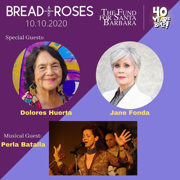 DoloresHuertaFD's tweet photo. We are excited and honored to announce that Dolores Huerta will be joining this year's Bread &amp; Roses as a special guest! GET TICKETS HERE: https://t.co/ds1YoWMz1d #40yearsbold #fundforsantabarbara #breadandroses https://t.co/yfB4S3qdDB