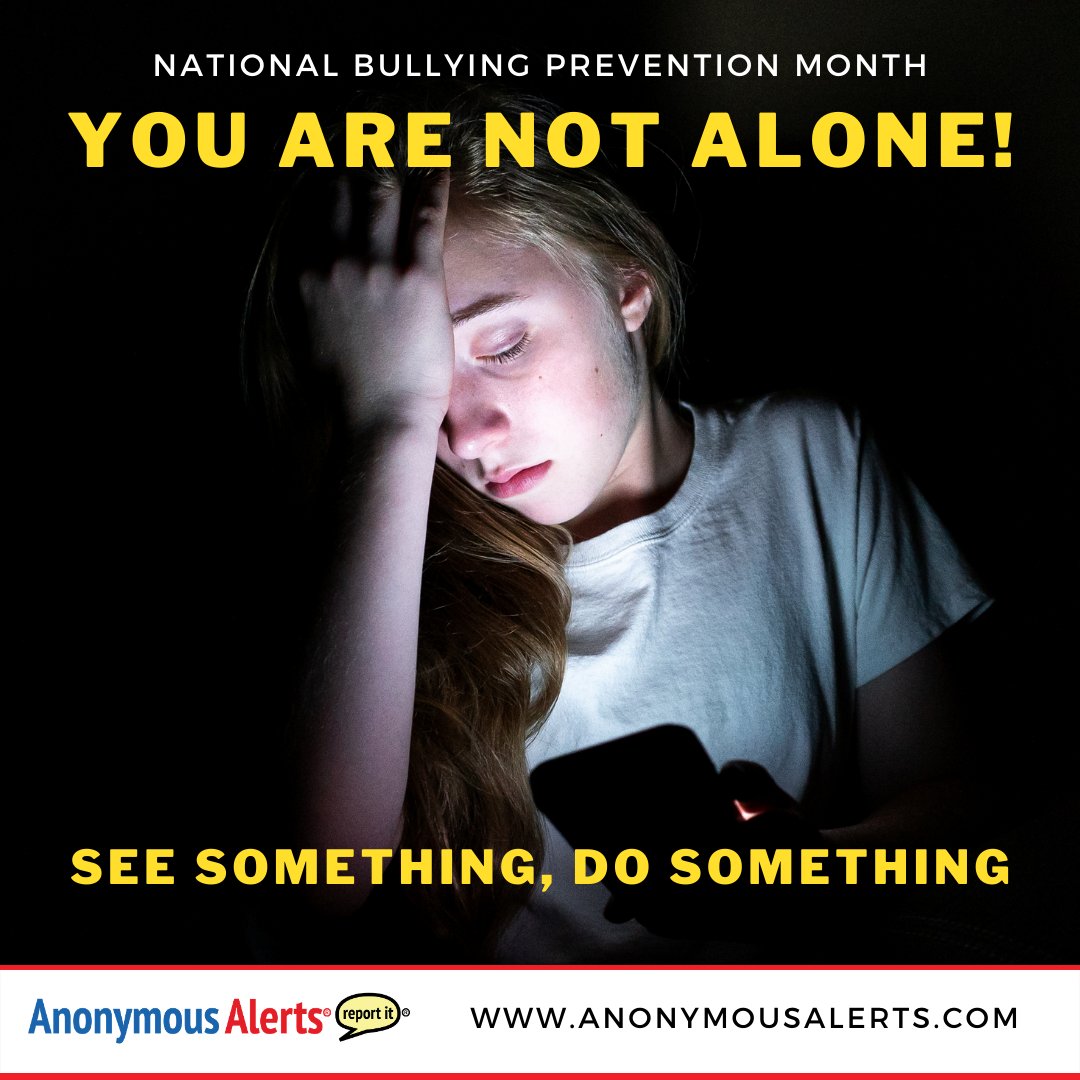 AnonymousAlerts's tweet image. Anonymous Alerts is helping schools nationwide combat bullying with our patented incident reporting app for students and school administrators.
#anonymousreporting #anonymousalertsapp #studentsafety #reportbullying #seesomethingdosomething #KeepingSchoolsSafe #AntiBullying