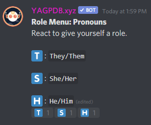 WolfPawsomePack's tweet photo. The Pronouns role has been changed, but the options remain the same :) https://t.co/30cRu9JJWM