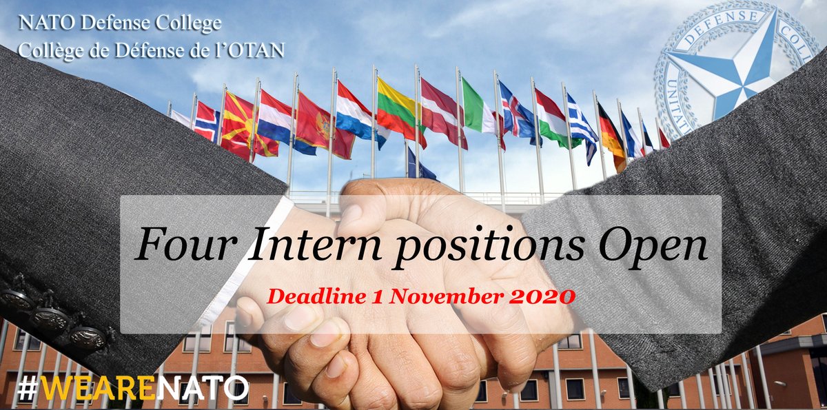 NATO_DefCollege's tweet photo. #Jobs #NowHiring #JobOpening Four (4) #Intern positions now open; apply until 1 November 2020!
https://t.co/KEC6aUjxDA
#Education #Research #Engagement #WeAreNATO https://t.co/5jhdX8IesT