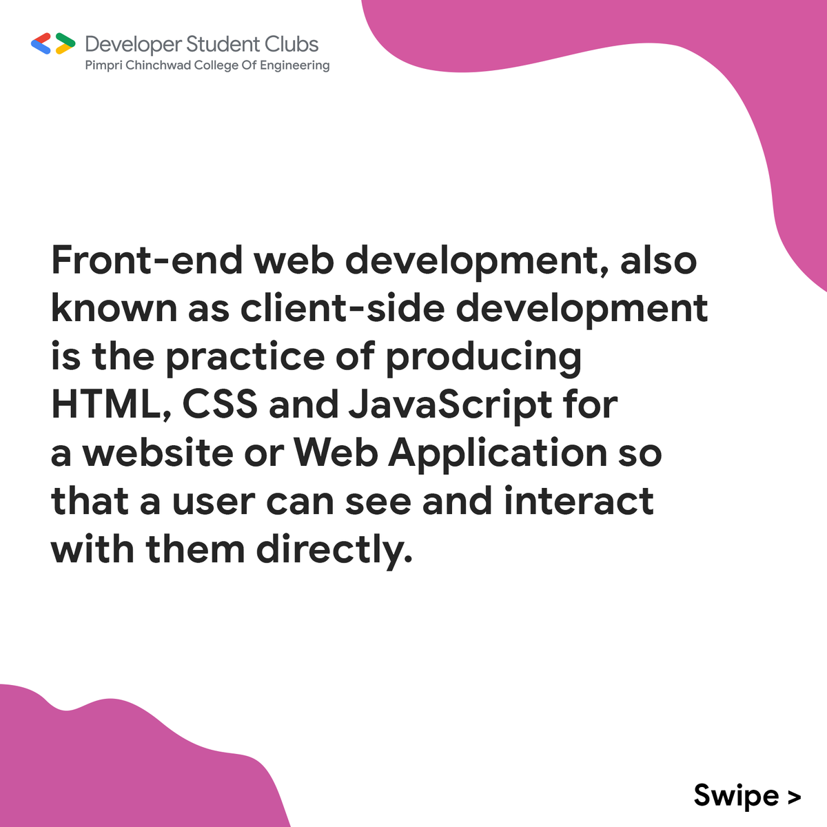 gdscpccoe's tweet photo. What is Frontend Development? How can you get started? To get answers to these questions, remember to join us for Frontend Thursdays Session #1 today at 6 PM π―π―
https://t.co/EE004JAnec
#HeadstartOctober #dscpccoe #developerstudentclubs #dsc #googledevelopers https://t.co/9MHHVZXRfZ