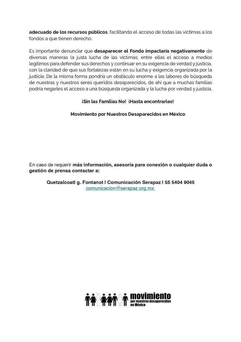 📢 Rechazamos los términos degradantes en que se está dando la discusión pública y llamamos al Congreso de la Unión a no legislar con base en el atropello de los derechos de las víctimas. No pueden manchar de esa manera este episodio de la historia.
bit.ly/2SCL2Sp