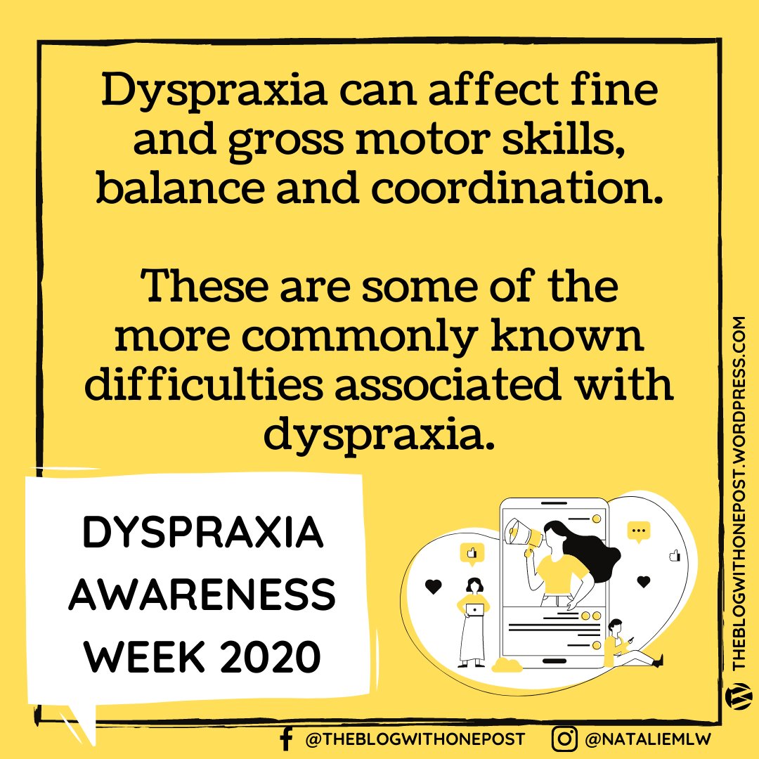  #DyspraxiaAwarenessWeek Day 4:  #Dyspraxia affects the way signals are sent from the brain to the body. Some of the more commonly understood effects are the physical aspects, including difficulties with fine and gross motor skills, spatial awareness, balance and coordination 