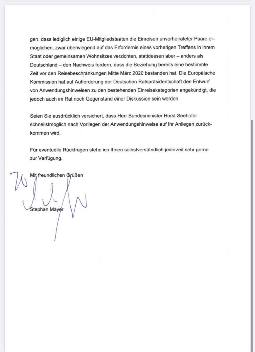 KonstantinKuhle's tweet photo. Das @BMI_Bund blockiert weiter eine Lösung für unverheiratete binationalen Paare in der #Corona-Krise und schiebt die Verantwortung zurück nach Brüssel, obwohl die EU entsprechende Ausnahmen längst zulässt!👇 #LoveIsNotTourism @fbrantner @moritzkoerner https://t.co/9FZ10OWhns