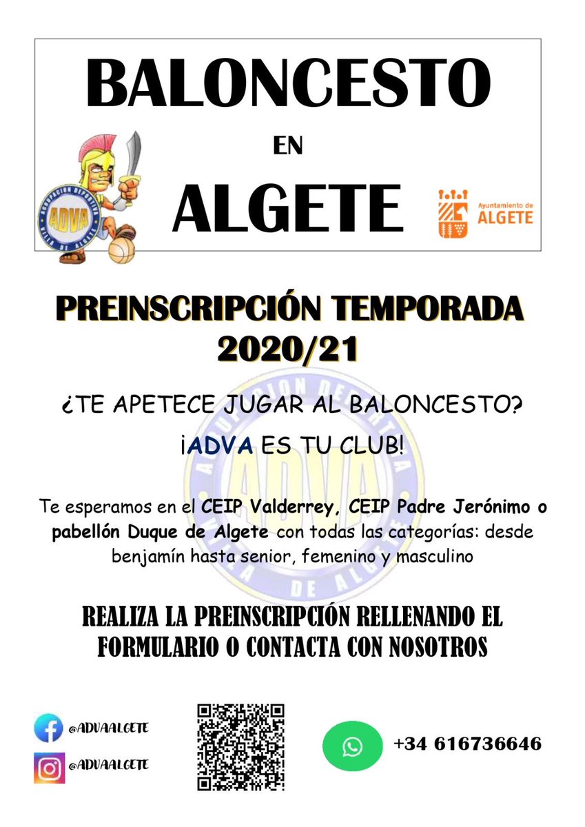 AdvaAlgete's tweet photo. Seguimos con las preinscripciones para esta temporada!! https://t.co/wcGrzUhC0k