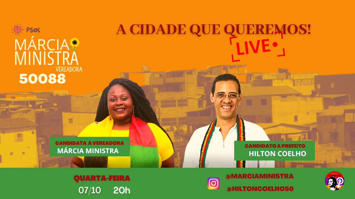 amarciaministra's tweet photo. Não percam essa live em que discutirei com Hilton Coelho sobre 'A cidade que queremos' ao vivo no instagram, a partir das 20 horas.
link https://t.co/4PF09q7NX8
#ministradopovo #hiltoncoelho #chegadevenderacidade #psol #psolba #forummarielles #eleiçoes2020 #tocomaministra https://t.co/Ymyrhp5nYJ