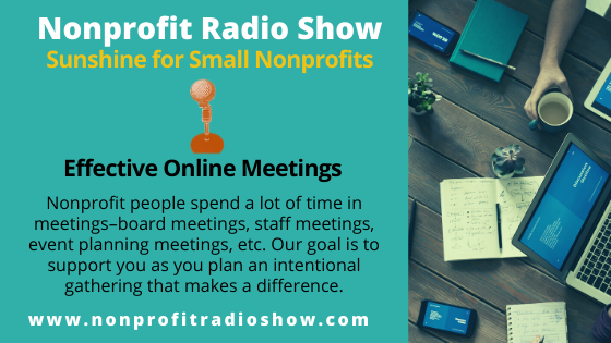 smallnonprofits's tweet photo. Effective online meetings-- totally possible. Join Sarah, JoAnn, and Nancy as they share how. https://t.co/PeCoHvh7Mz #onlinemeetings #nonprofits #podcast https://t.co/UHrOSsVfL4