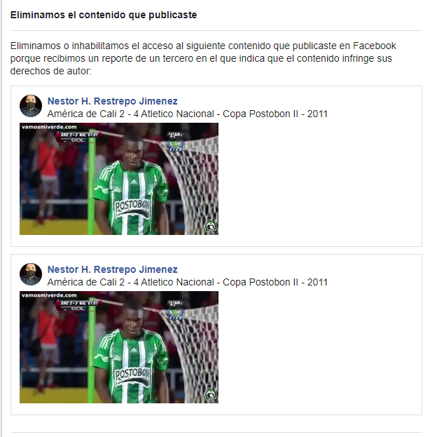 NestorHRpo's tweet image. Me bloquearon en facebook cortesía @WinSportsTV Hace un par de meses el canal de youtube de VMV fue bloqueado por dicho canal y ahora no puedo publicar videos viejos de Nacional porque también me la aplican tremenda censura la de este canal con un contenido que no era de ellos.