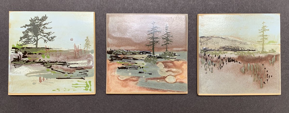 bulman_jennifer's tweet photo. So pleased with these little #tiles, going to get them framed. Decorated with a selection of layered #glazes, overglaze pens and hand drawn #decals. New range coming soon! #ceramics #pottery #handmade #HandmadeHour @FotoCeramic #clay #designermaker https://t.co/I2BVGjLmYV