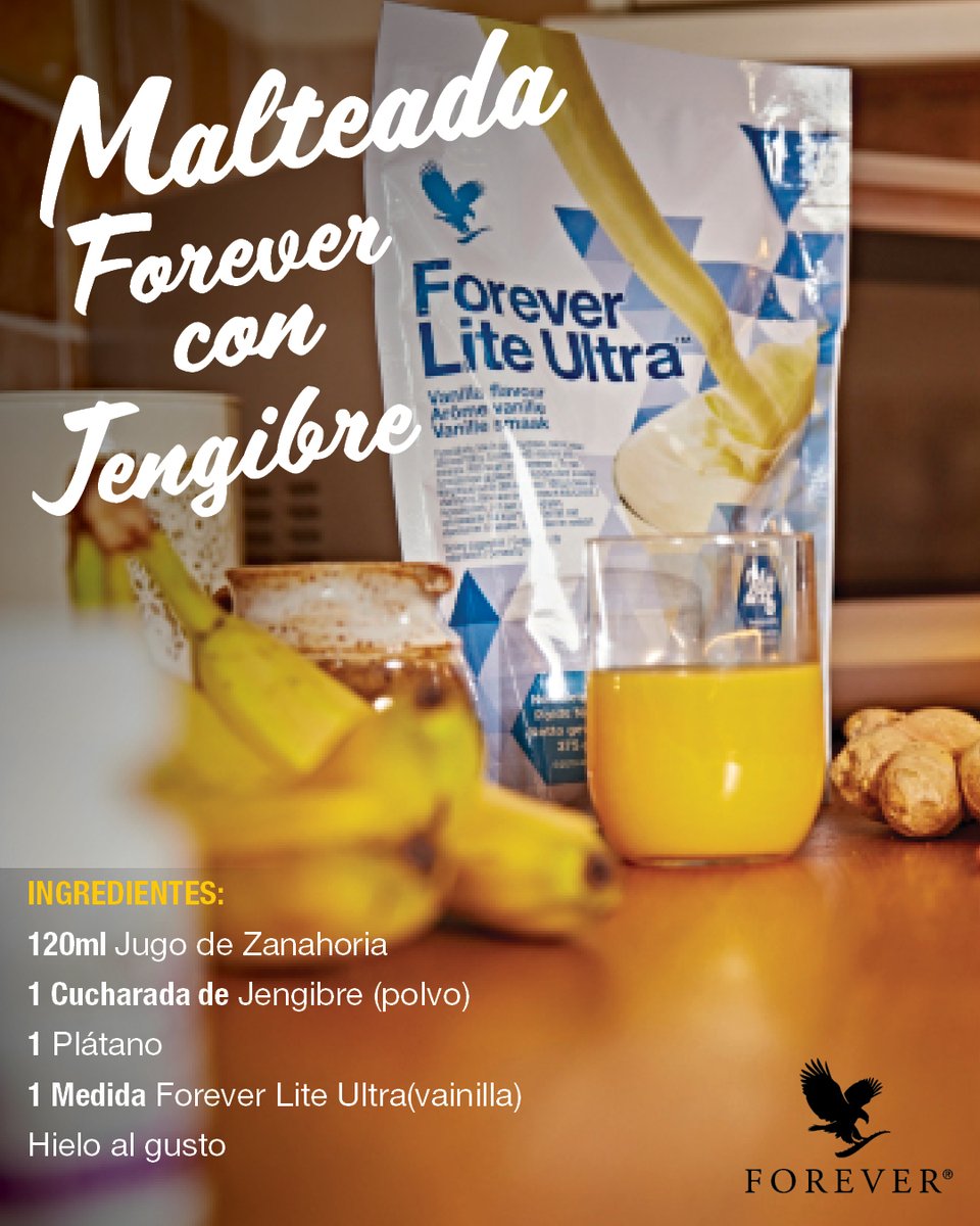 ForeverMexicoHQ's tweet photo. Forever Lite Ultra con Aminoteina® es una excelente fuente de proteína a base de soya, así como de otros nutrientes naturales. ¡Disfrútalo con un toque especial de Jengibre que contiene nutrientes y componentes bioactivos... una combinación única!🥤
#foreverliving #forevermove https://t.co/iLiPYgM7TR