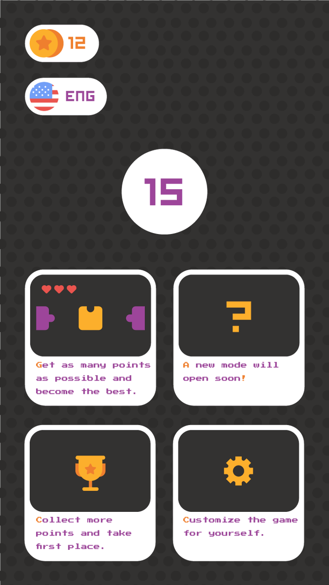 Monster36737018's tweet photo. Drew the menu.
#screenshotsaturday #gamedev #indie #flatdesign #arcade #2d #unity #Android #design #vector #gamedesign  #ui #menu
@IndieWorldOrder
@CM_Games
@gamejolt 
@xigmagames https://t.co/PDH47xkKPo