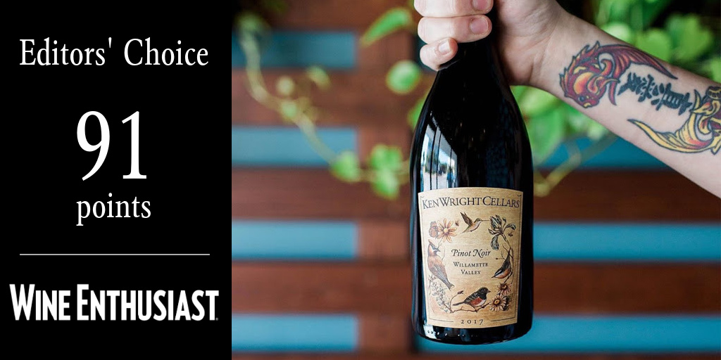 WineEnthusiast's tweet photo. Our 2017 Willamette Valley Pinot Noir represents a blend of @KWCellars' single vineyard sites. This complex wine is a fantastic bargain, aromatic and beautifully structured with raspberry and spicy plum fruit. #kenwrightcellars #oregonpinotnoir https://t.co/CnaQ0HVdnS Sponsored https://t.co/nleuzMni9V